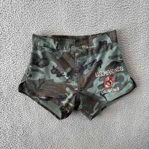 Vintage US Marines Okinawa Camouflage‎ Shorts Mens 27x3" Woodland Camo 70s